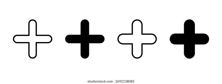 Vetor de ícone de adição. Adicionar sinal de adição e símbolo