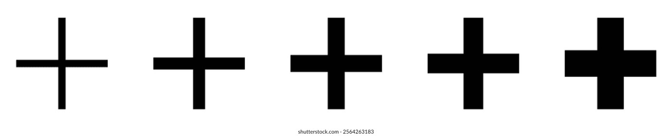 Plus Icon vector. Add symbol. Addition sign. medical cross icon vector. Positive sign. Set of plus icon. More icon. Add plus sign and symbol. Round plus.  Zoom in symbol. add for web, social media.  