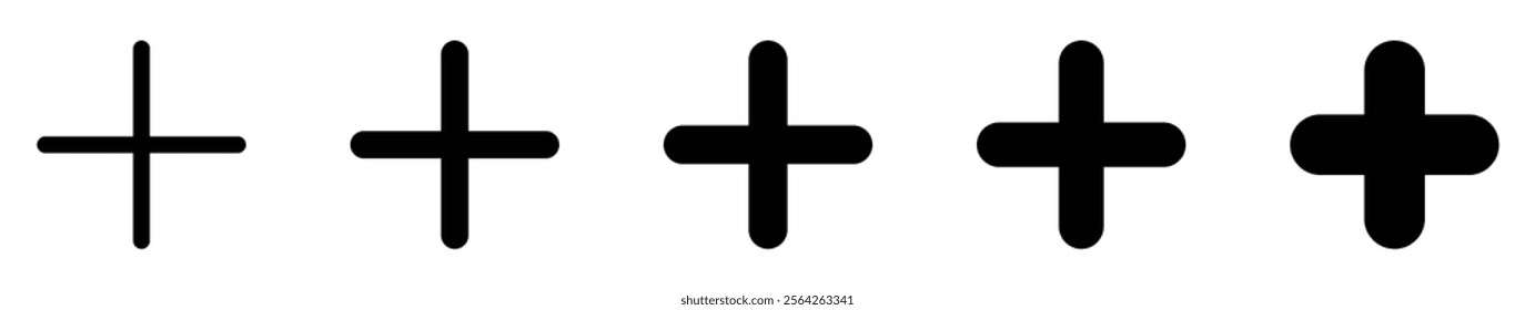 Plus Icon vector. Add symbol. Addition sign. medical cross icon vector. Positive sign. Set of plus icon. More icon. Add plus sign and symbol. Round plus.  Zoom in symbol. add for web, social media.  