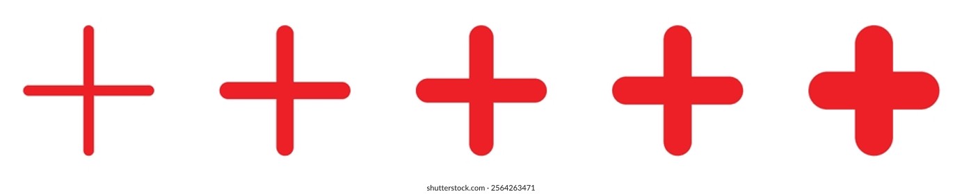 Plus Icon vector. Add symbol. Addition sign. medical cross icon vector. Positive sign. Set of plus icon. More icon. Add plus sign and symbol. Round plus.  Zoom in symbol. add for web, social media.  