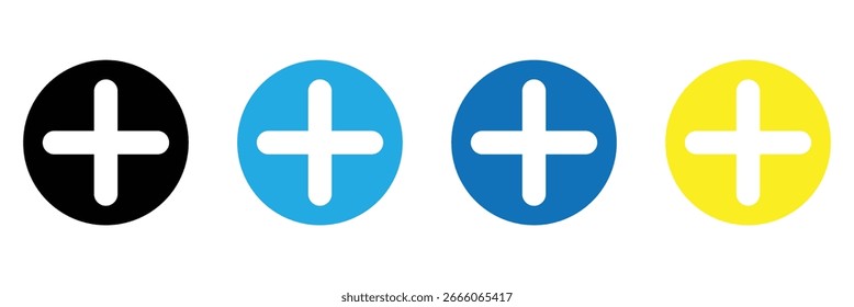 Más Ilustración vectorial de iconos. Añada el signo más y el símbolo .Ilustración vectorial . en eps 10.