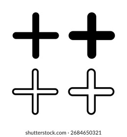 Ilustração vetorial do ícone Plus. Adicionar sinal de adição e símbolo