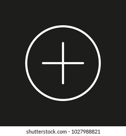 Plus icon vector illustration. Linear symbol with thin outline. The thickness is edited. Minimalist style.