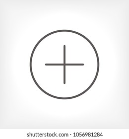 Plus Icon Vector Illustration. Linear Symbol With Thin Outline. The Thickness Is Edited. Minimalist Style.