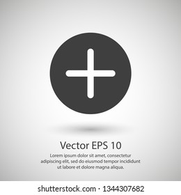 Plus icon vector illustration. Linear symbol with thin outline. The thickness is edited. Minimalist style.