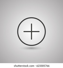 Plus icon vector illustration. Linear symbol with thin outline. The thickness is edited. Minimalist style.