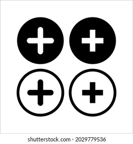 Plus Icons. Add plus icon. Additional sign on a white background