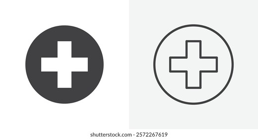Plus icons. flat and line style set