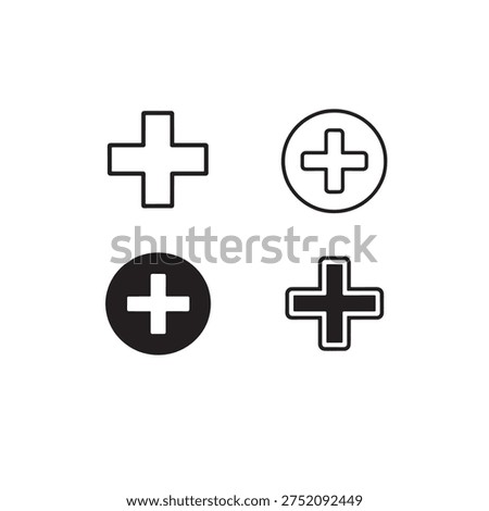 Plus Icons set. Add plus icon. Addition sign. Medical Plus icon vector illustration.