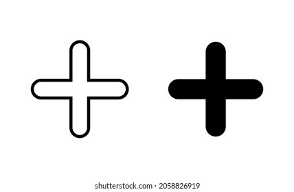 Plus Icons set. Add plus sign and symbol