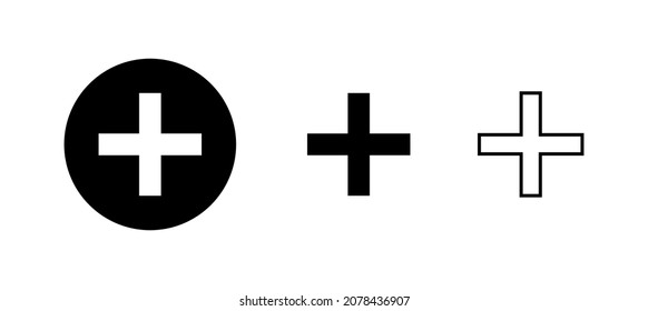 Plus Icons set. Add plus sign and symbol