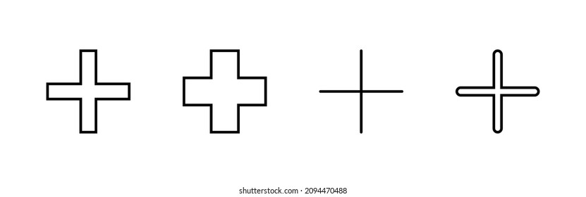 Plus Icons set. Add plus sign and symbol