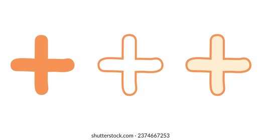 Plus icons set. Add sign. Vector illustration isolated on white background.
