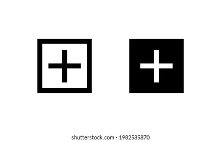 Plus icons in square. Add plus icons. Can be used for advertising purposes. Can be used in applications and for websites. Vector EPS 10.
