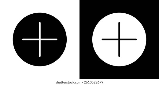 Plus icons vector set in solid flat style