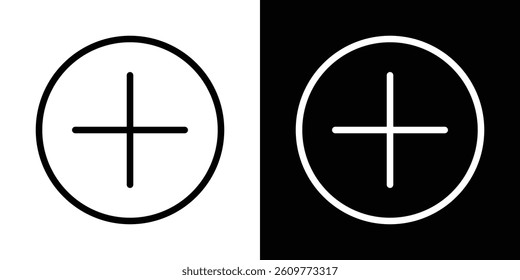 Plus icons vector set in stroke line style