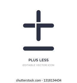 plus less icon on white background. Simple element illustration from Signs concept. plus less icon symbol design.