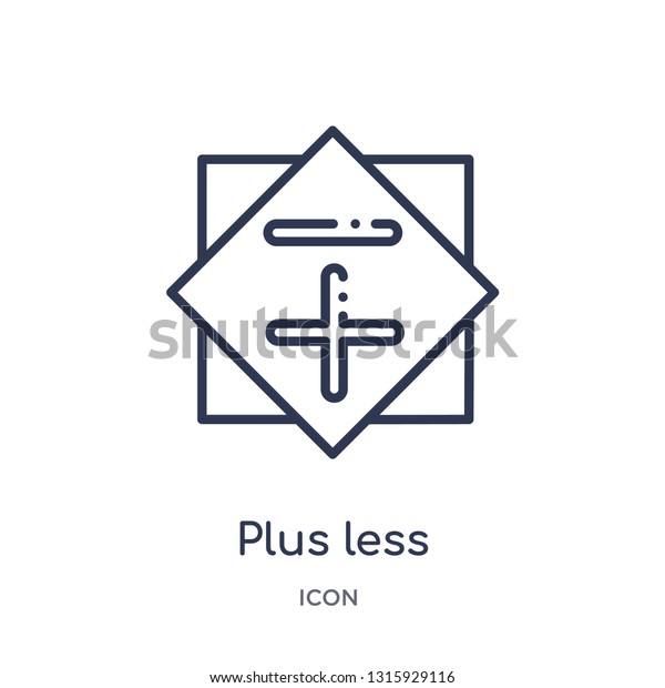 plus less icon from signs\
outline collection. Thin line plus less icon isolated on white\
background.