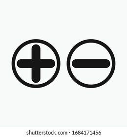 Plus and less icon simple add sign vector cross illustration - Vector