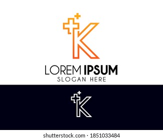 Plus letter K logo design. Medical modern logo suitable for your business company or corporate identity