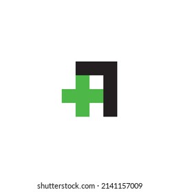 Plus, letter A number 7 simple symbol logo vector