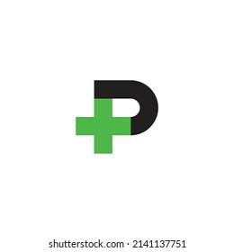 
plus, letter P simple symbol logo vector