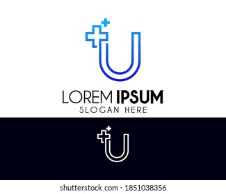 Más diseño de logotipo de letra U. Logotipo moderno médico adecuado para su empresa o identidad corporativa