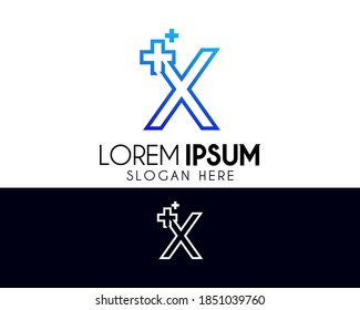 Más diseño de logotipo de letra X. Logotipo moderno médico adecuado para su empresa o identidad corporativa