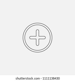 Plus line icon in circle vector icon