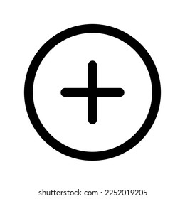 Plus line icon isolated on white background. Black flat thin icon on modern outline style. Linear symbol and editable stroke. Simple and pixel perfect stroke vector illustration.