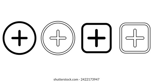 Plus line icon vector design for user interface, Plus icon simple vector perfect illustration, black white plus icons sign