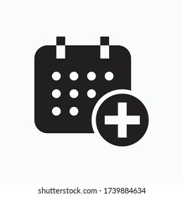 Сalendar with plus line vector minimalistic icon. Date symbol. Appointment day icon for web design. Modern flat organizer icon for app design. Business meeting sign minimal flat linear icons