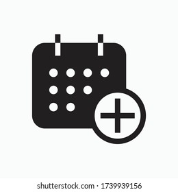 Сalendar with plus line vector minimalistic icon. Date symbol. Appointment day icon for web design. Modern flat organizer icon for app design. Business meeting sign minimal flat linear icons