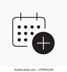 Сalendar with plus line vector minimalistic icon. Date symbol. Appointment day icon for web design. Modern flat organizer icon for app design. Business meeting sign minimal flat linear icons