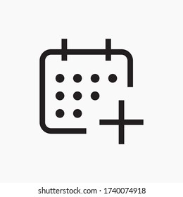 Сalendar with plus line vector minimalistic icon. Date symbol. Appointment day icon for web design. Modern flat organizer icon for app design. Business meeting sign minimal flat linear icons