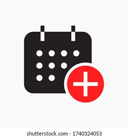 Сalendar with plus line vector minimalistic icon. Date symbol. Appointment day icon for web design. Modern flat organizer icon for app design. Business meeting sign minimal flat linear icons