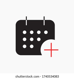 Сalendar with plus line vector minimalistic icon. Date symbol.  Modern flat organizer icon for app design. Business meeting sign minimal flat linear icons