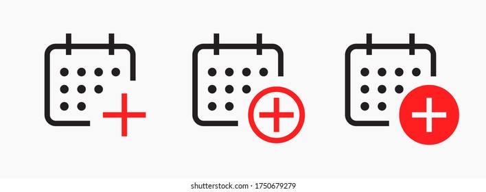 С Kalender mit plus Linie Vektorminimalistiksymbol. Datumssymbol. Tag der Ernennung Symbol für Web-Design. Modernes flaches Organizer-Symbol für App-Design. Geschäftssitzungszeichen minimale flache lineare Symbole