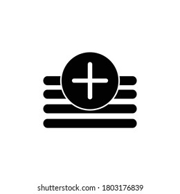 más icono de vector de lista, icono de añadir lista