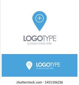 Plus, Location, Map, Marker, Pin Blue Solid Logo with place for tagline