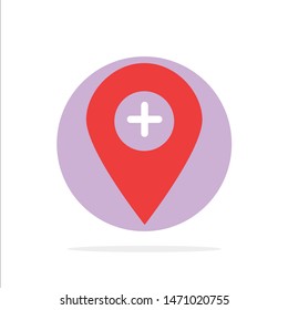 Plus, Location, Map, Marker, Pin Abstract Circle Background Flat color Icon. Vector Icon Template background