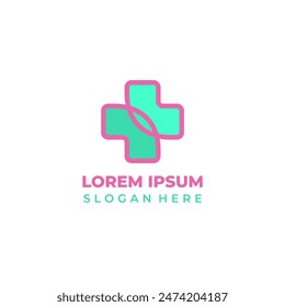 El logotipo plus es una combinación de arte lineal y Formas para el logotipo de una agencia de salud