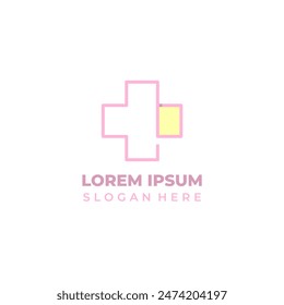 El logotipo plus es una combinación de arte lineal y Formas para el logotipo de una agencia de salud