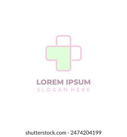 Das Pluszeichen ist eine Kombination aus Linienkunst und Formen für ein Logo einer Gesundheitsagentur