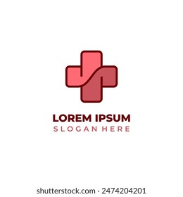 Das Pluszeichen ist eine Kombination aus Linienkunst und Formen für ein Logo einer Gesundheitsagentur