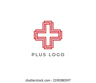 Plus Logo Concept icon sign symbol Design Line Art Style. Medical Health Care Logotype. Vector illustration logo template