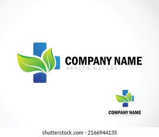plus Logo kreative Natur Kräuterlogo Gesundheitswesen Design Konzept Farbverlauf