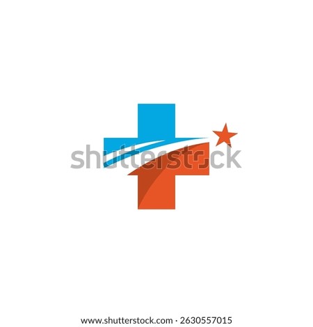 Plus Logo Cross Star Light Vector Design