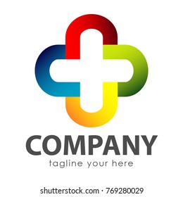 Plus logo design template full color