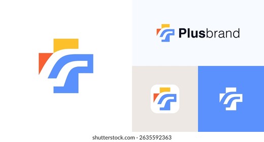 Plus logo icon design vector illustration element, Creative modern cross symbol for medical health care center, hospital and business company, brand identity, Growth sign for idea concept style